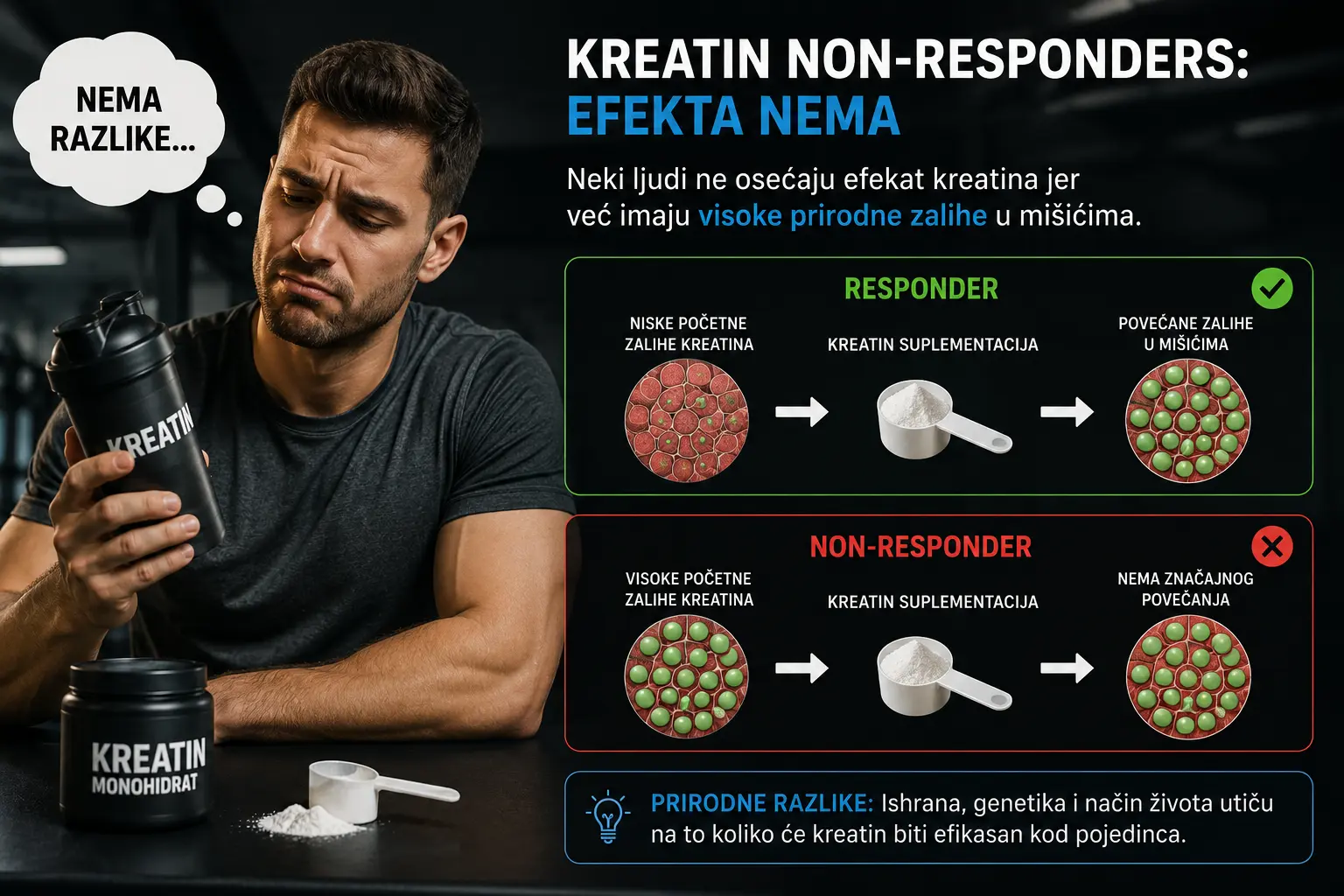 kreatin non responders efekat nema